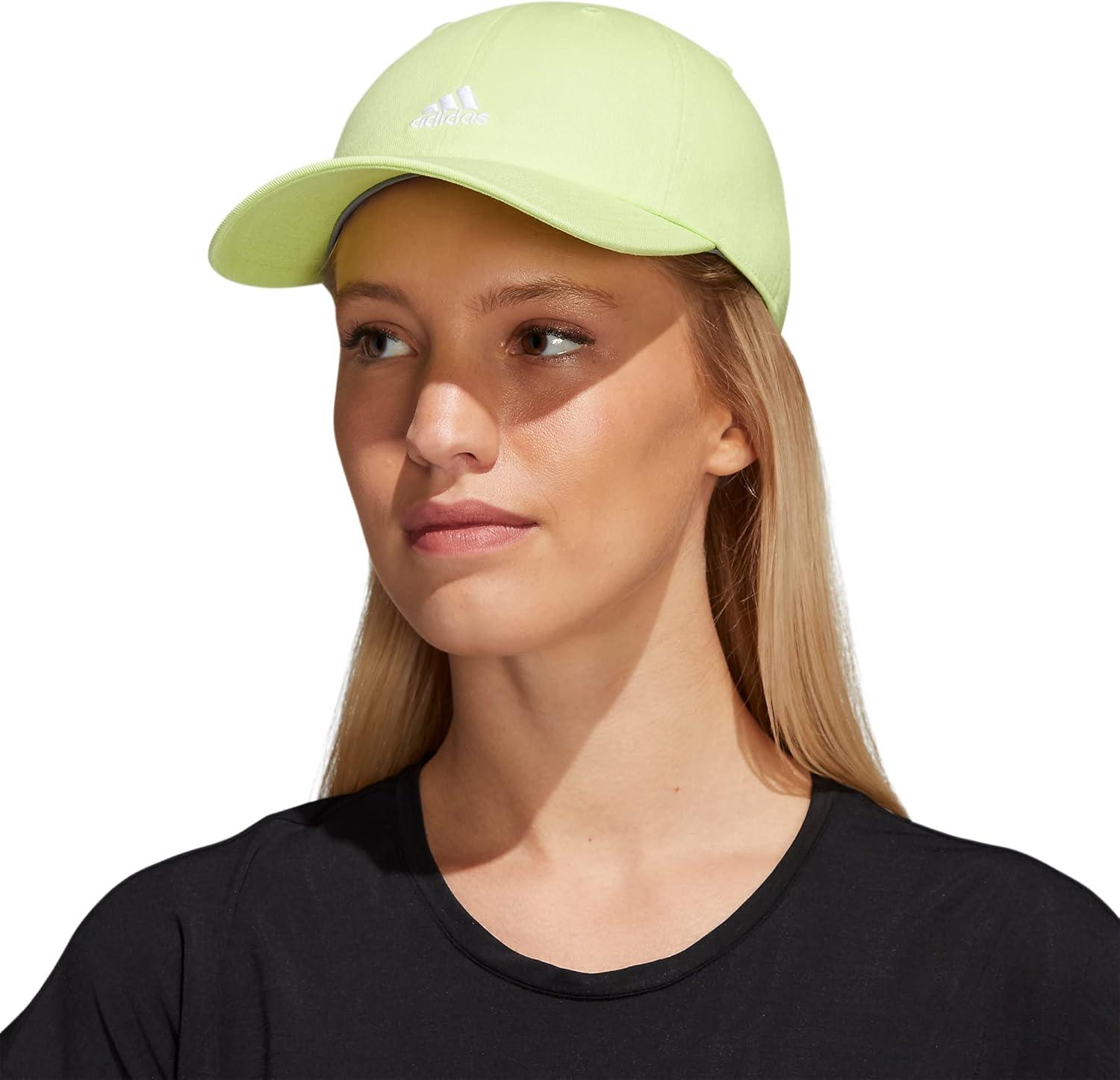 imageAdidas Womens Saturday Baseball Cap Adjustable Cotton Hat Athletic Relaxed FitPulse Lime GreenWhite