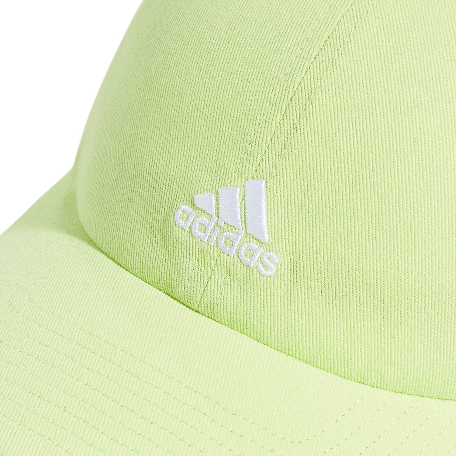 imageAdidas Womens Saturday Baseball Cap Adjustable Cotton Hat Athletic Relaxed FitPulse Lime GreenWhite