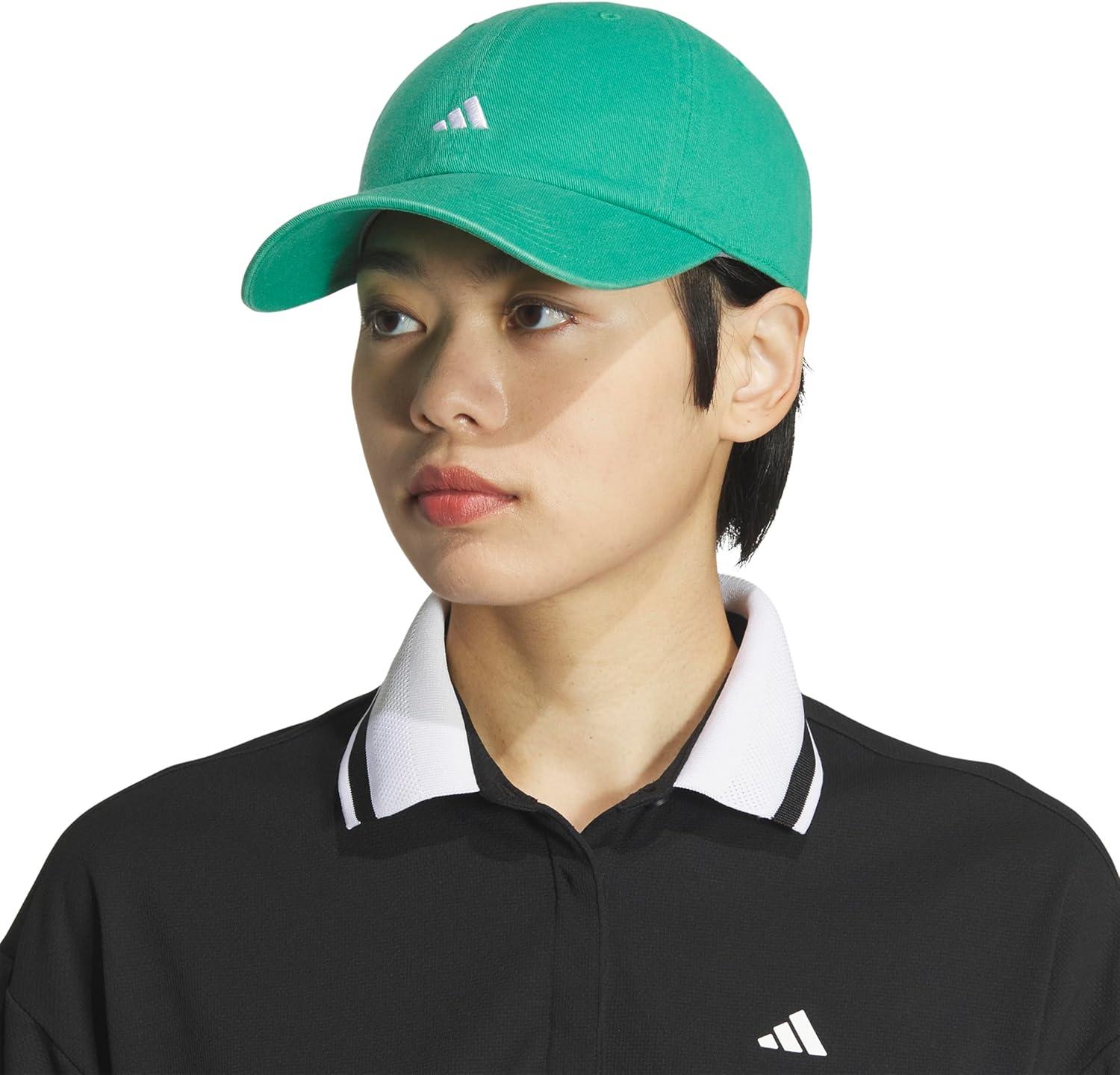 imageAdidas Womens Saturday Baseball Cap Adjustable Cotton Hat Athletic Relaxed FitSemi Court GreenWhite30