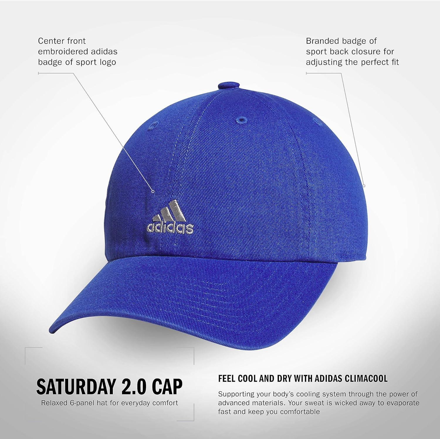 imageAdidas Womens Saturday Baseball Cap Adjustable Cotton Hat Athletic Relaxed FitSemi Lucid BlueGrey Two20