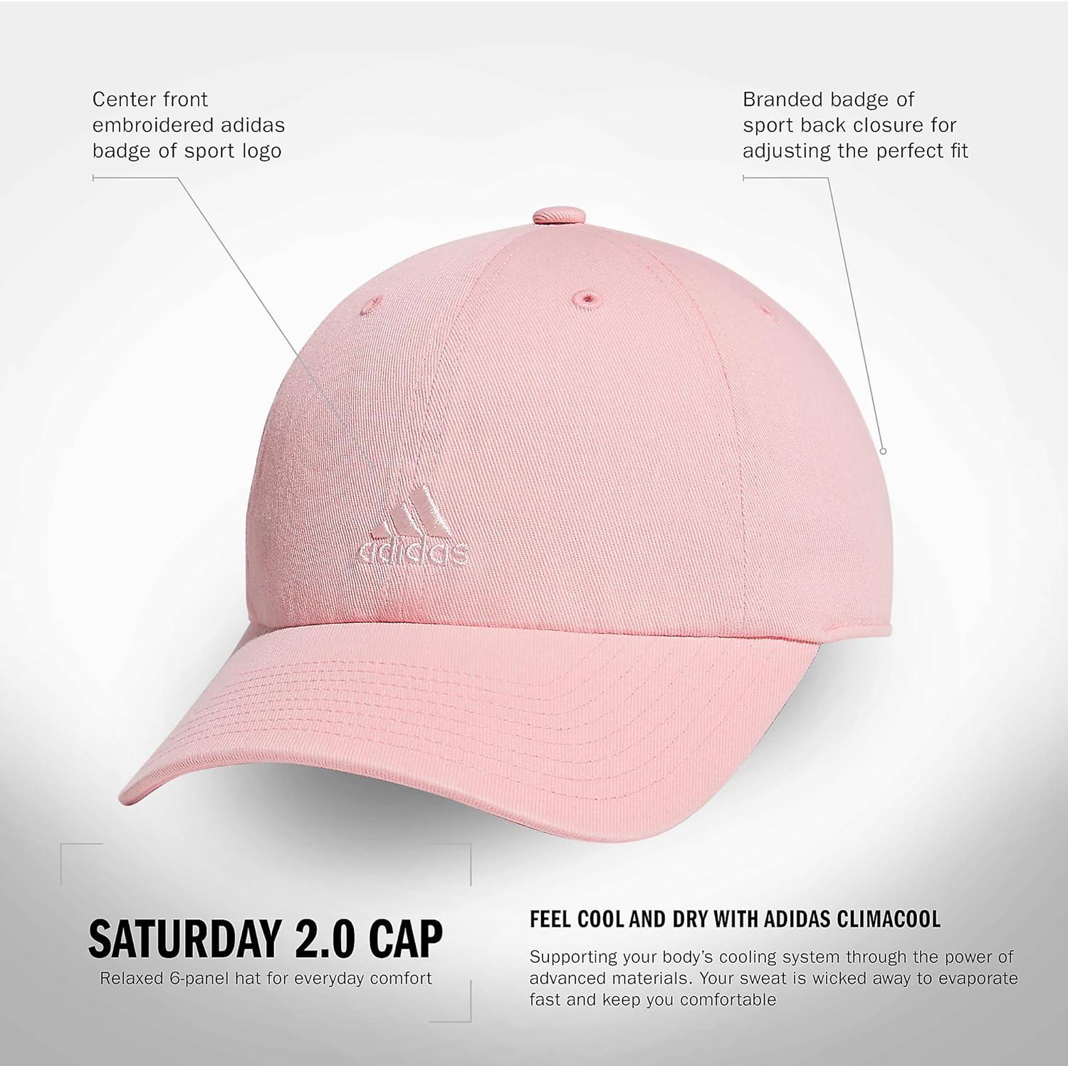 imageAdidas Womens Saturday Baseball Cap Adjustable Cotton Hat Athletic Relaxed FitSemi Pink SparkSandy Pink20