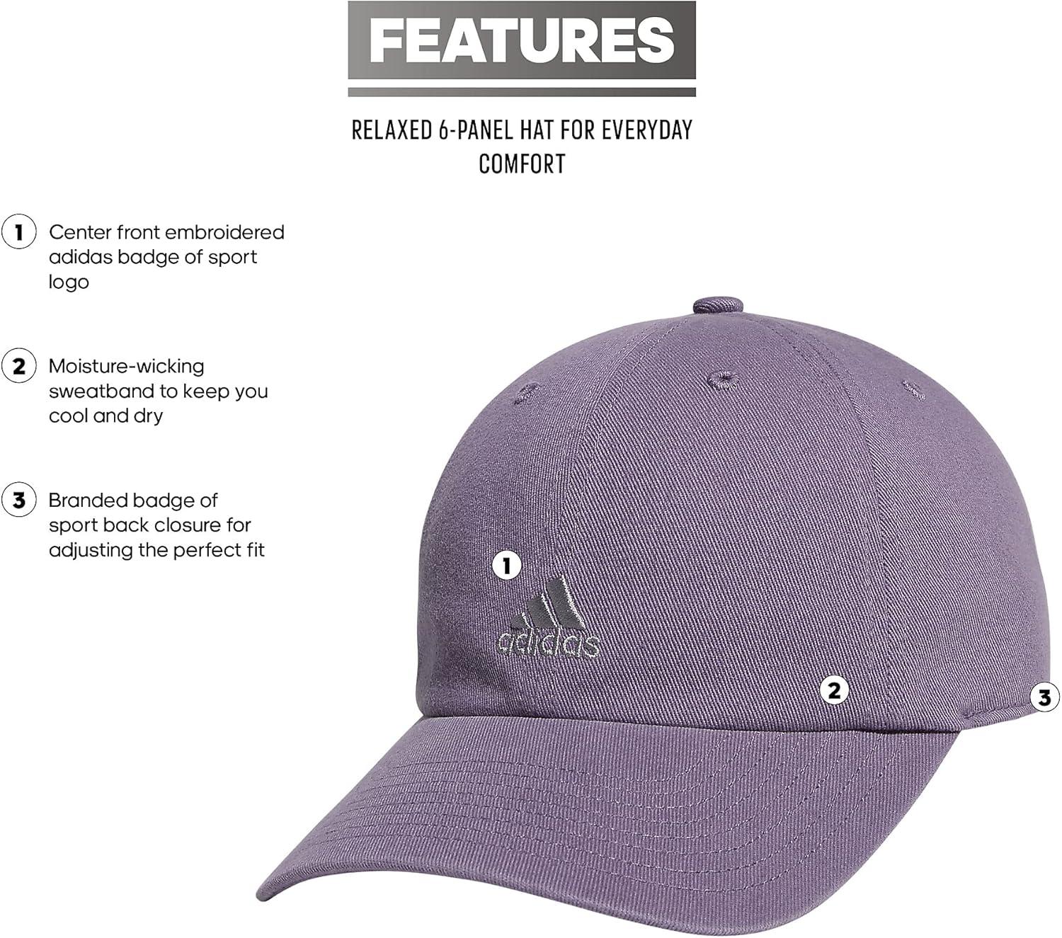 imageAdidas Womens Saturday Baseball Cap Adjustable Cotton Hat Athletic Relaxed FitShadow VioletGrey20
