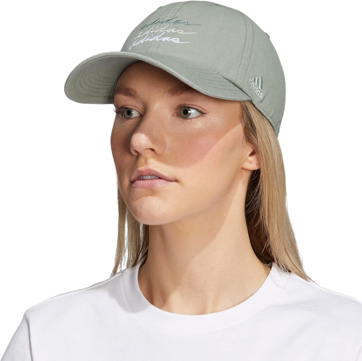 imageAdidas Womens Saturday Baseball Cap Adjustable Cotton Hat Athletic Relaxed FitSilver GreenWhiteLinen Green Tech Emerald