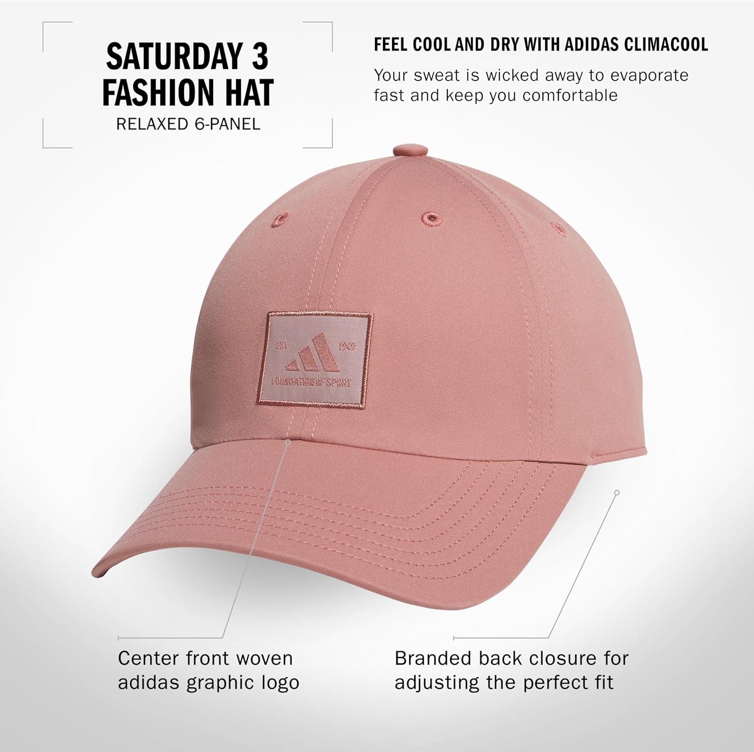 imageAdidas Womens Saturday Baseball Cap Adjustable Cotton Hat Athletic Relaxed FitWarm Clay PinkWhite
