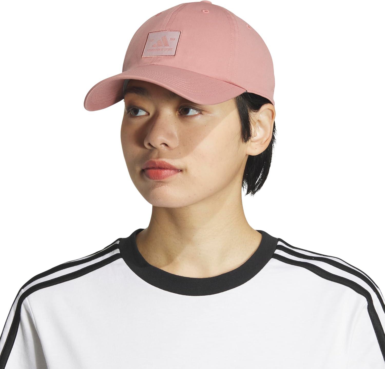 imageAdidas Womens Saturday Baseball Cap Adjustable Cotton Hat Athletic Relaxed FitWarm Clay PinkWhite
