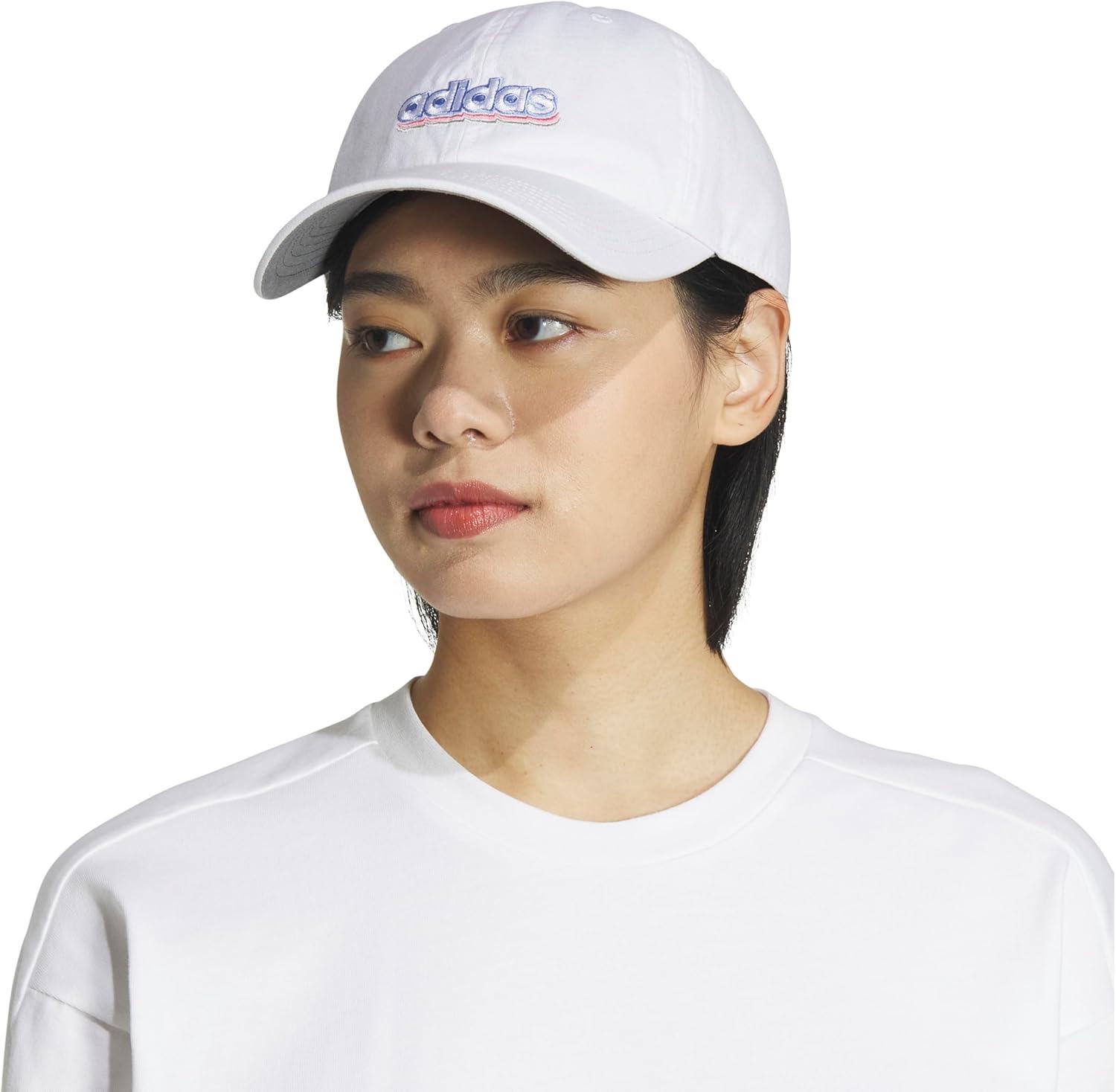 imageAdidas Womens Saturday Baseball Cap Adjustable Cotton Hat Athletic Relaxed FitWhiteLinen GreenSemi Pink Spark20Graphic