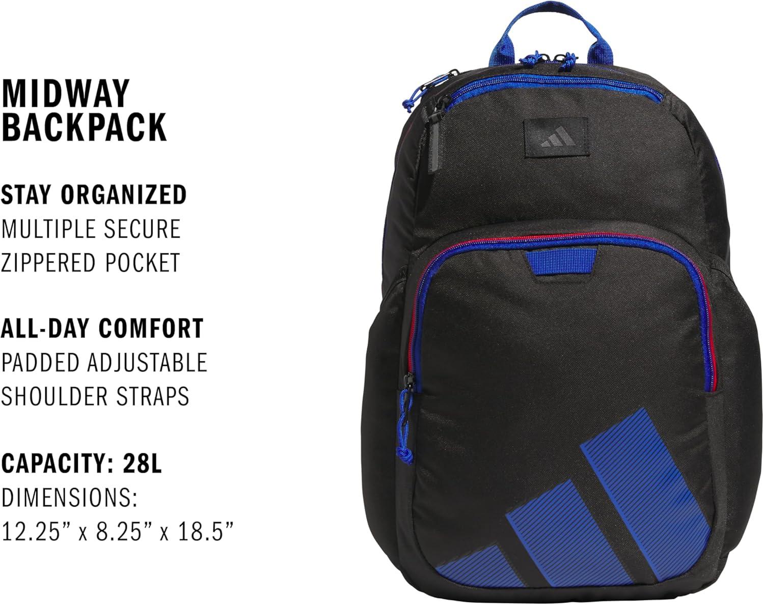 imageMidway Small Backpack for women and men durable laptop bagBlackBetter ScarletTeam Royal Blue