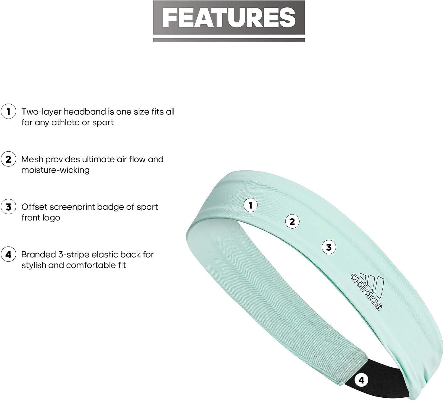 imageadidas Alphaskin Headband Performance Workout Ear ampamp Sweat BandClear MintBlack