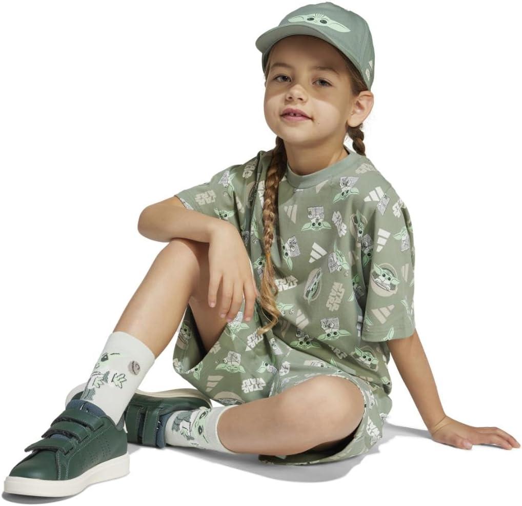 imageadidas Boys Star Wars Mandalorian TShirtSilver GreenMulticolor