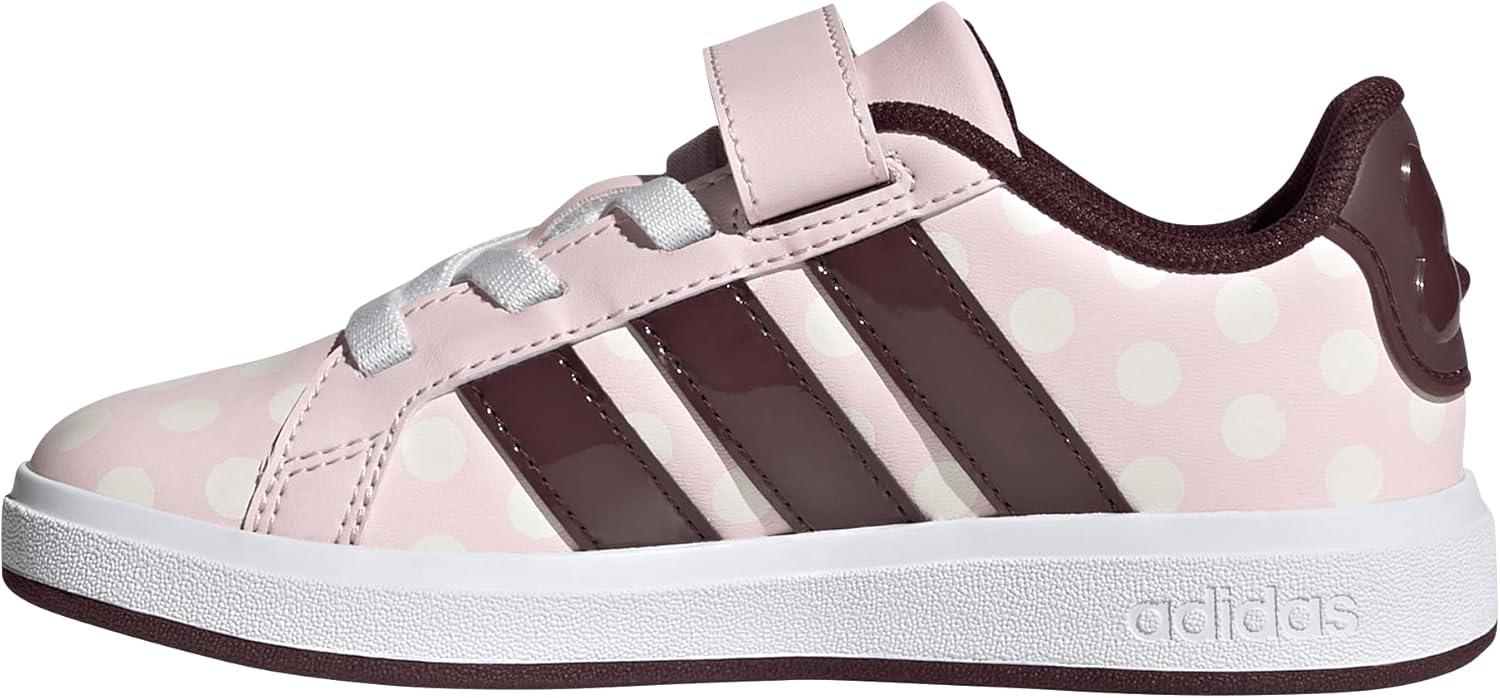 imageadidas Kids Disney Grand Court Elastic Lace ampamp Strap ShoesMinnie MouseClear PinkAurora RubyChalk White