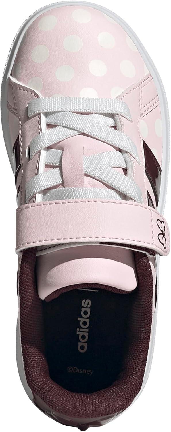 imageadidas Kids Disney Grand Court Elastic Lace ampamp Strap ShoesMinnie MouseClear PinkAurora RubyChalk White