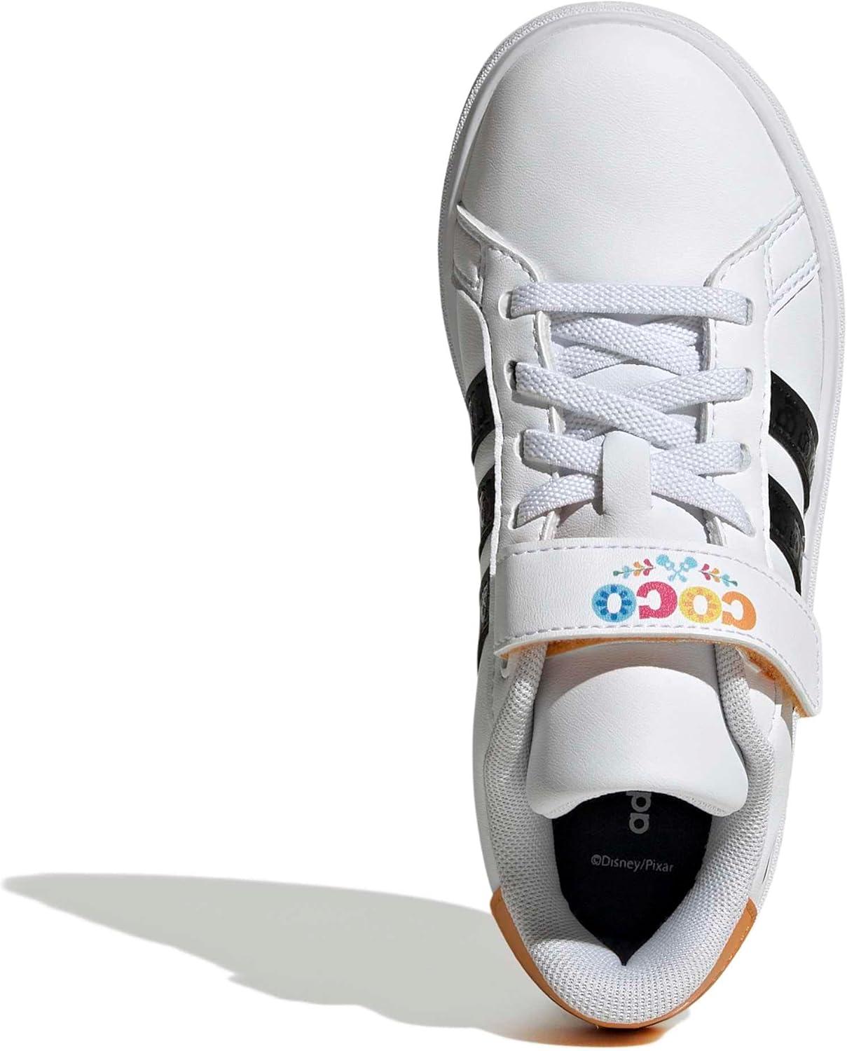imageadidas Kids Disney Grand Court Elastic Lace ampamp Strap ShoesWhiteBlackOrangeCoco