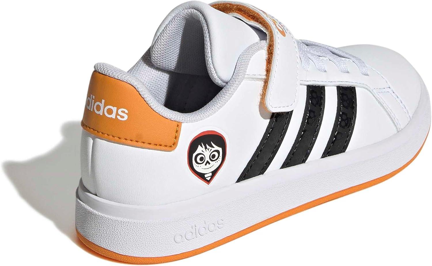 imageadidas Kids Disney Grand Court Elastic Lace ampamp Strap ShoesWhiteBlackOrangeCoco