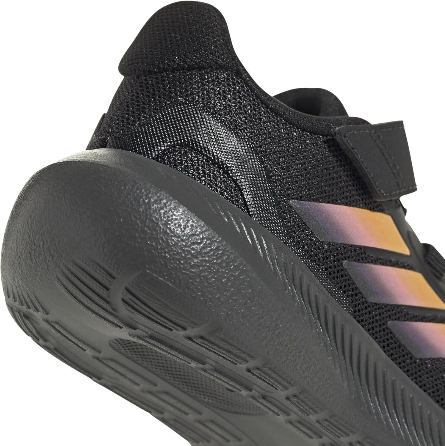 imageadidas Kids Run Falcon 5 Elastic Lace ampamp Strap ShoeBlackSparkPink Spark