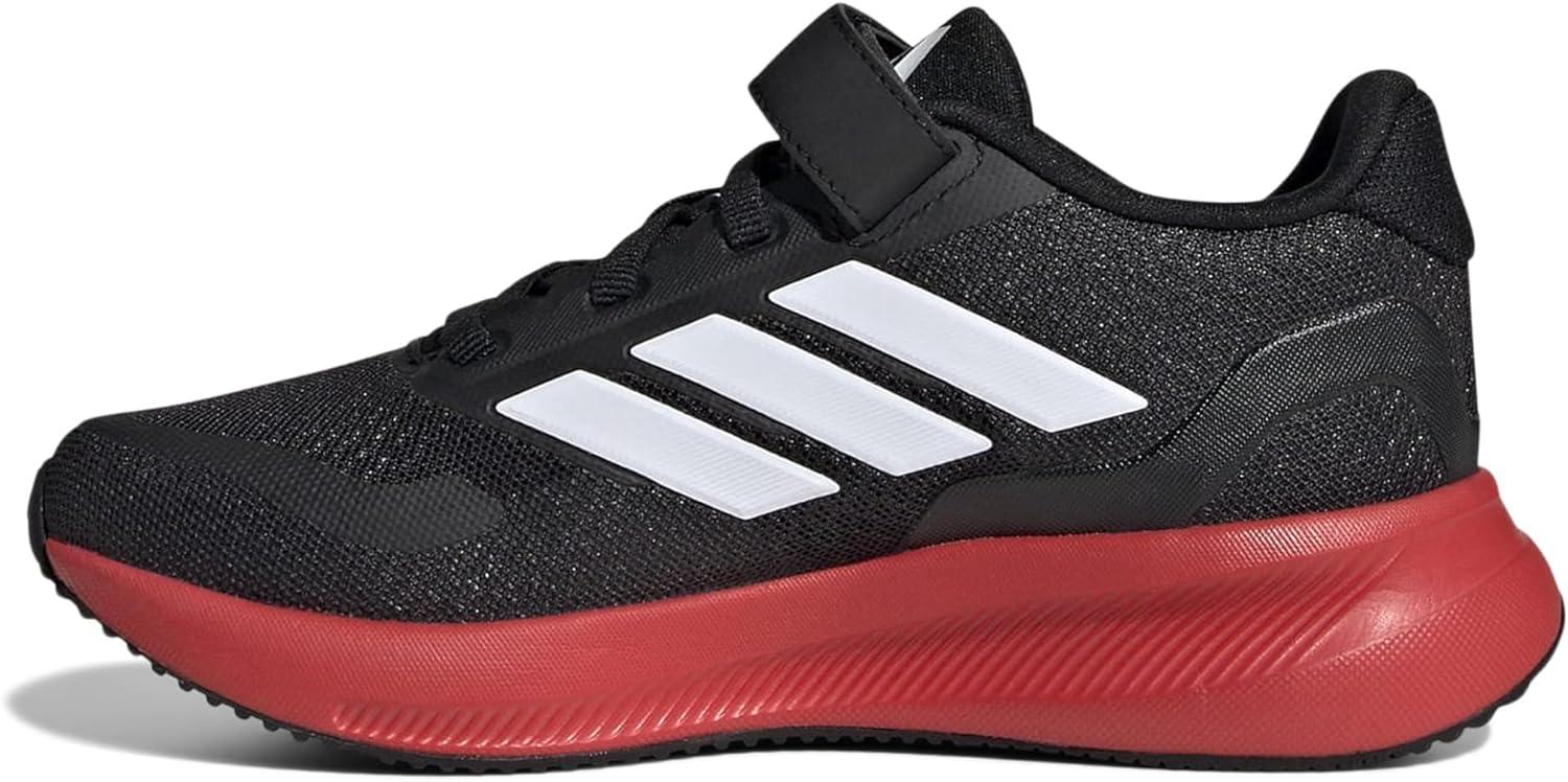 imageadidas Kids Run Falcon 5 Elastic Lace ampamp Strap ShoeBlackWhiteBright Red