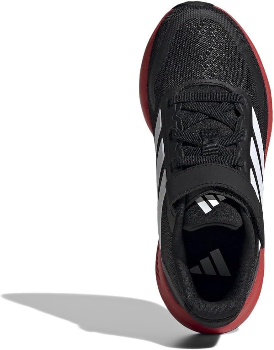 imageadidas Kids Run Falcon 5 Elastic Lace ampamp Strap ShoeBlackWhiteBright Red