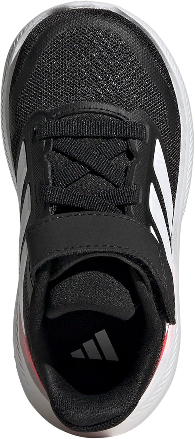 imageadidas Kids Run Falcon 5 Elastic Lace ampamp Strap ShoeBlackWhiteLucid Red