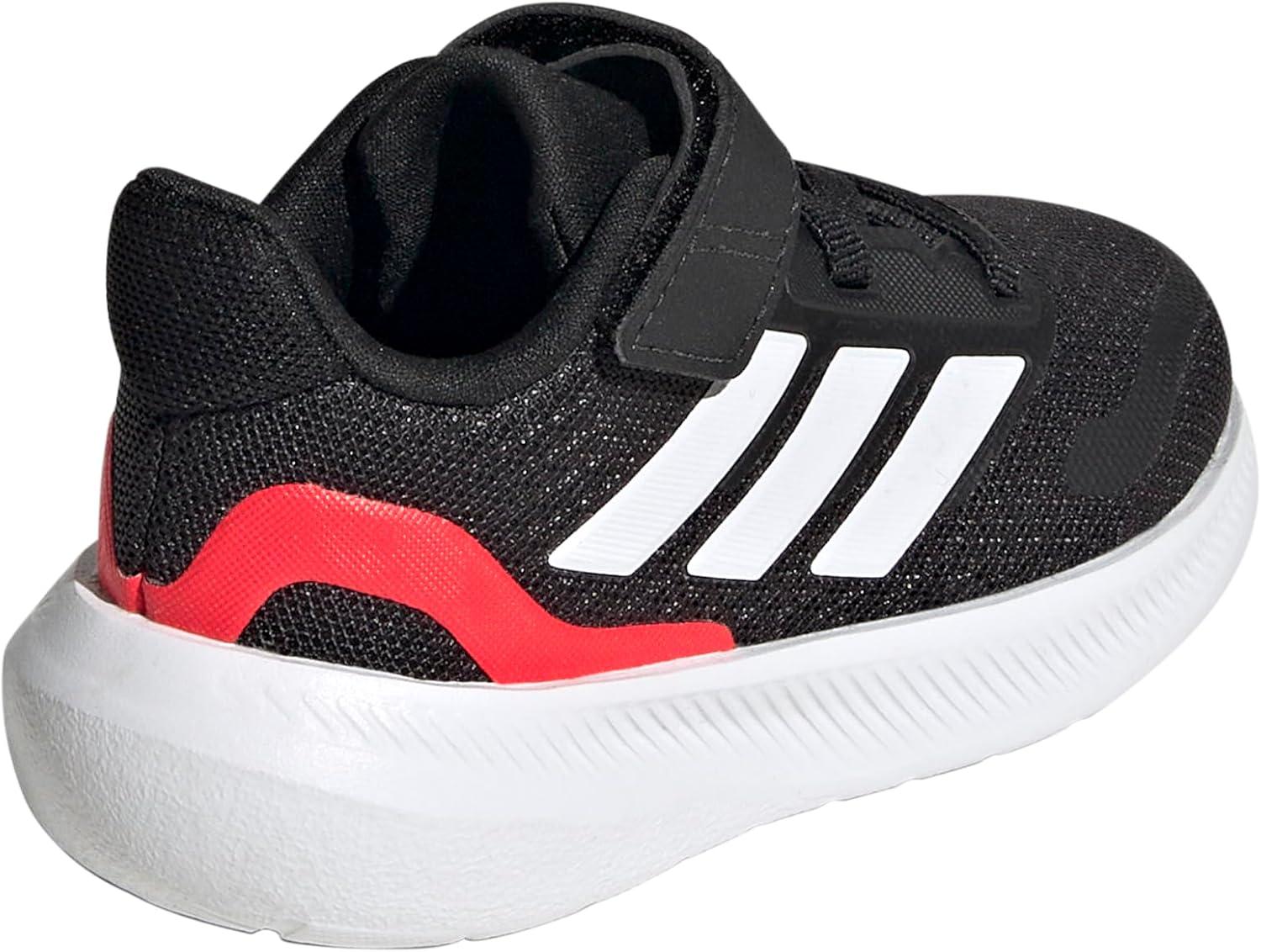 imageadidas Kids Run Falcon 5 Elastic Lace ampamp Strap ShoeBlackWhiteLucid Red