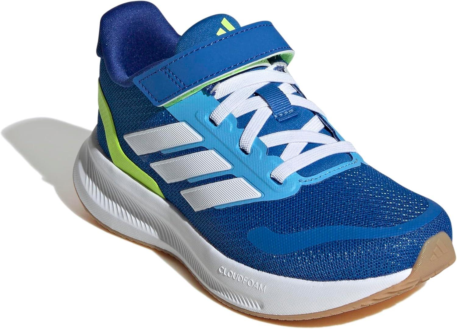 imageadidas Kids Run Falcon 5 Elastic Lace ampamp Strap ShoeBright RoyalWhiteLucid Lemon