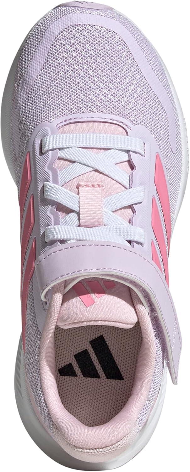 imageadidas Kids Run Falcon 5 Elastic Lace ampamp Strap ShoeIce LavenderWhiteClear Pink