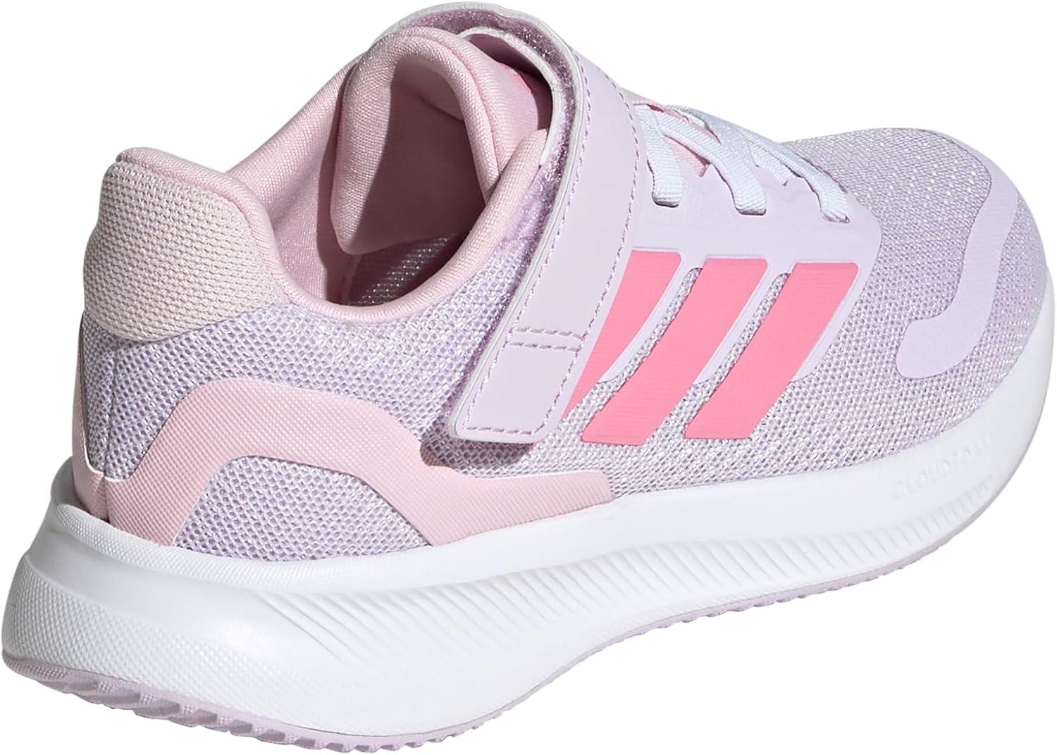 imageadidas Kids Run Falcon 5 Elastic Lace ampamp Strap ShoeIce LavenderWhiteClear Pink