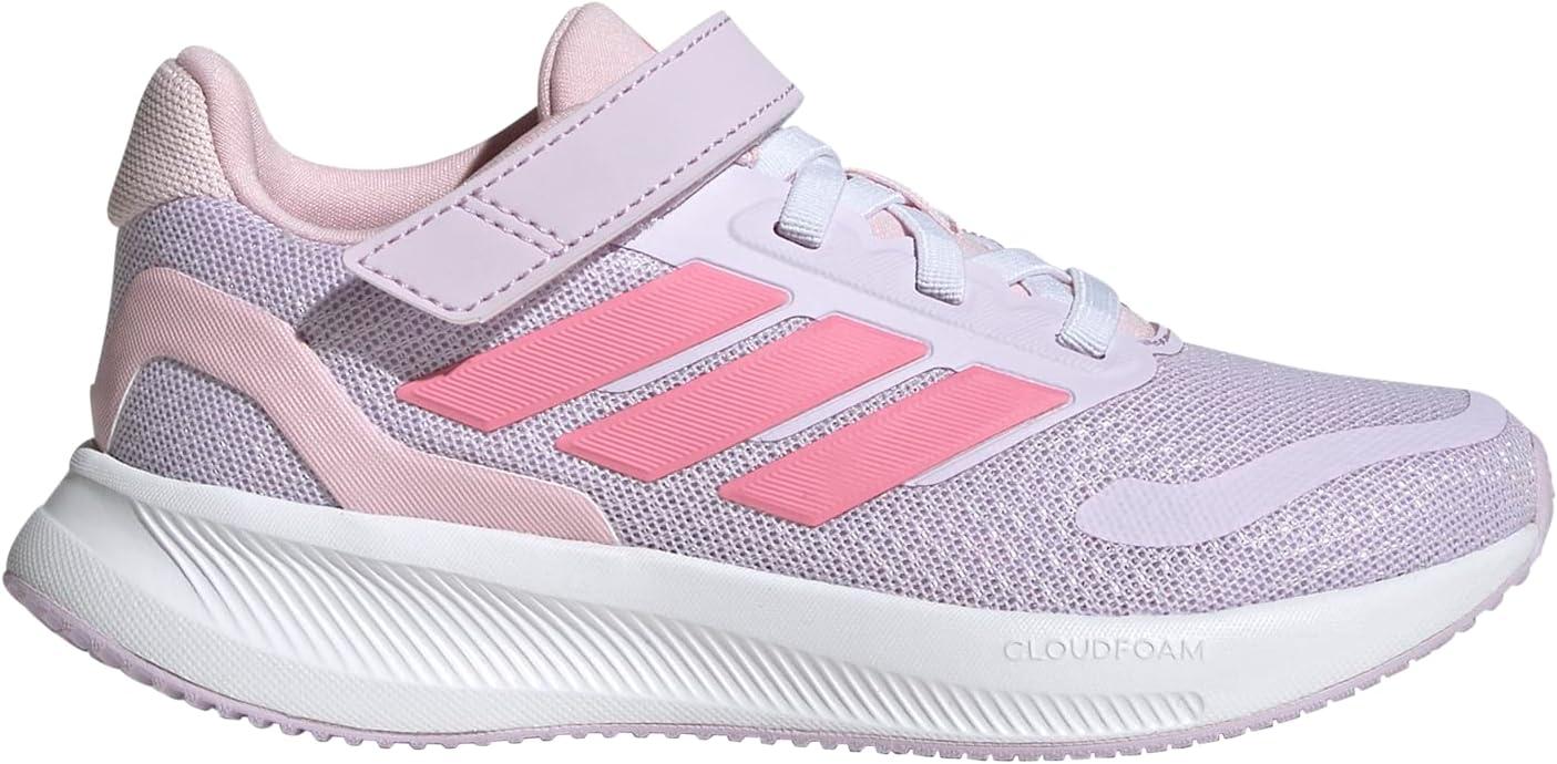 imageadidas Kids Run Falcon 5 Elastic Lace ampamp Strap ShoeIce LavenderWhiteClear Pink