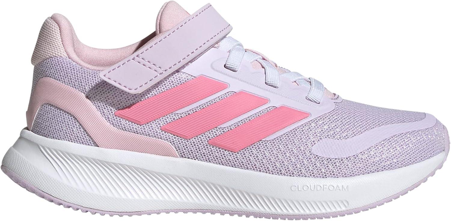 imageadidas Kids Run Falcon 5 Elastic Lace ampamp Strap ShoeIce LavenderWhiteClear Pink