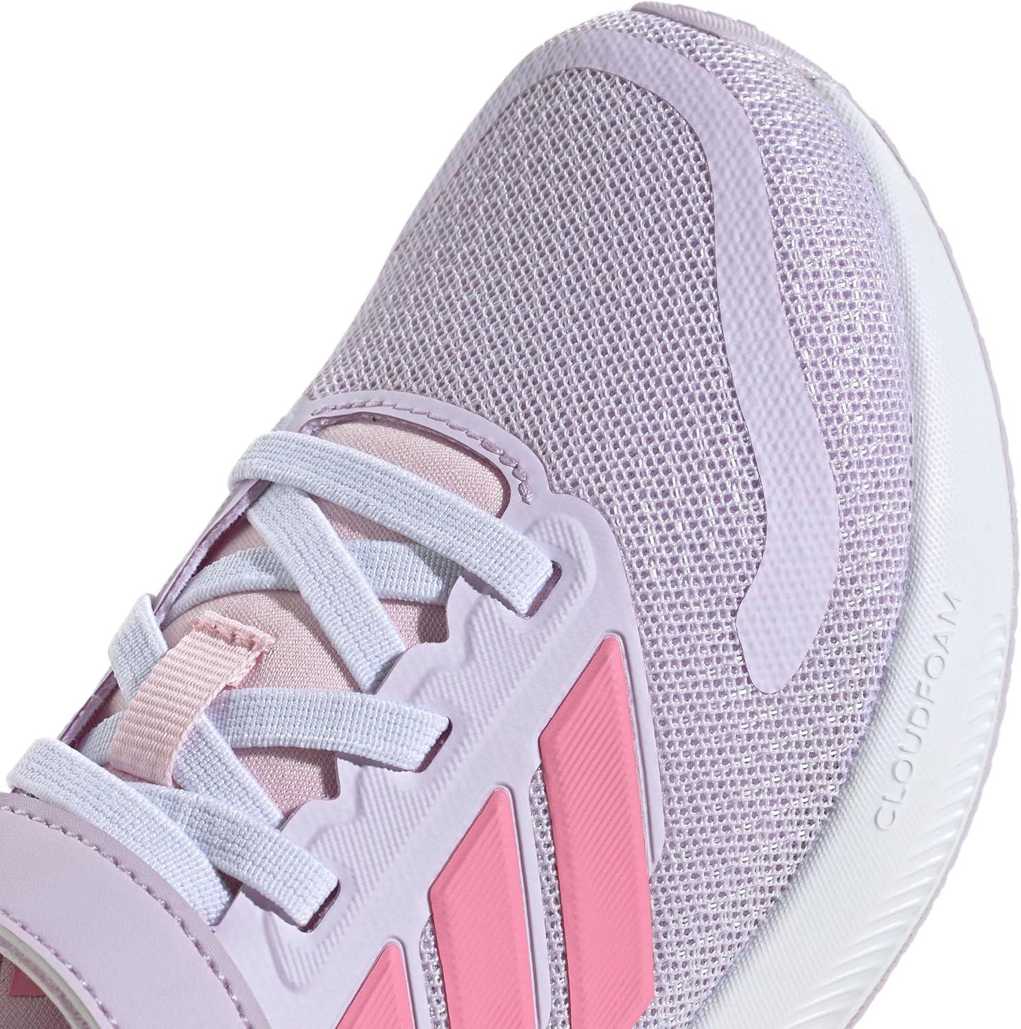imageadidas Kids Run Falcon 5 Elastic Lace ampamp Strap ShoeIce LavenderWhiteClear Pink