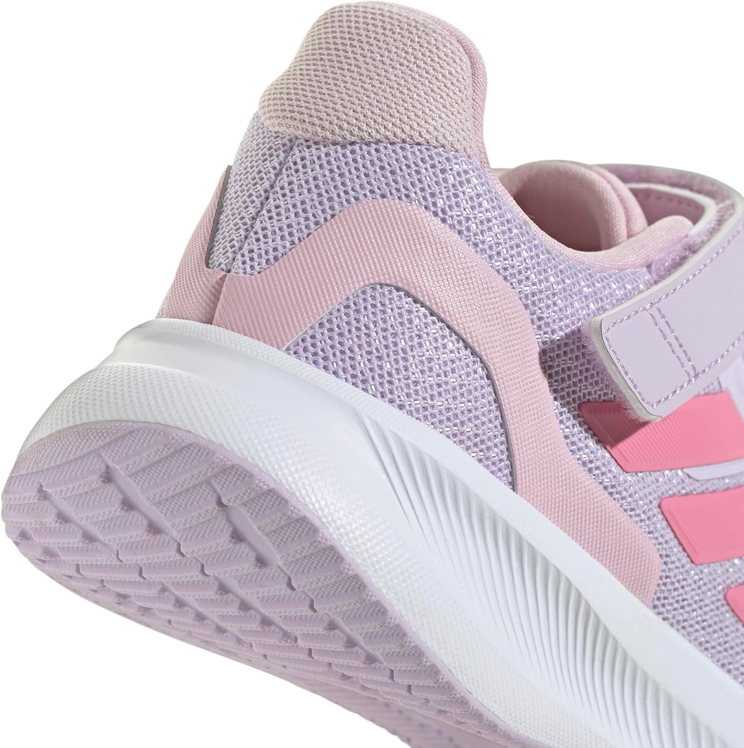 imageadidas Kids Run Falcon 5 Elastic Lace ampamp Strap ShoeIce LavenderWhiteClear Pink