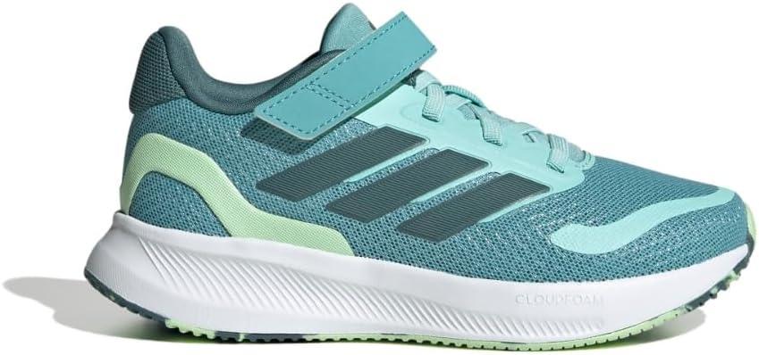 imageadidas Kids Run Falcon 5 Elastic Lace ampamp Strap ShoeMint TonPreloved TealSemi Green Spark