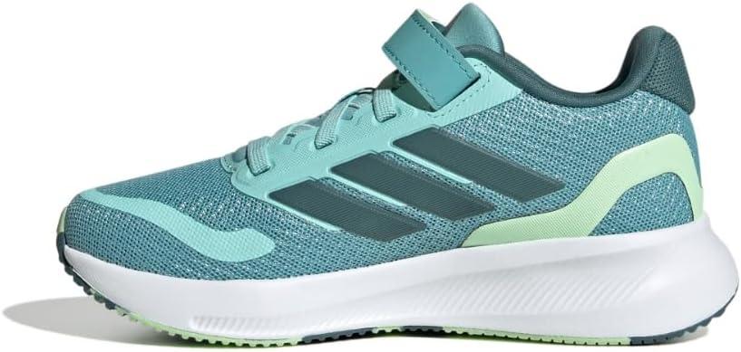 imageadidas Kids Run Falcon 5 Elastic Lace ampamp Strap ShoeMint TonPreloved TealSemi Green Spark