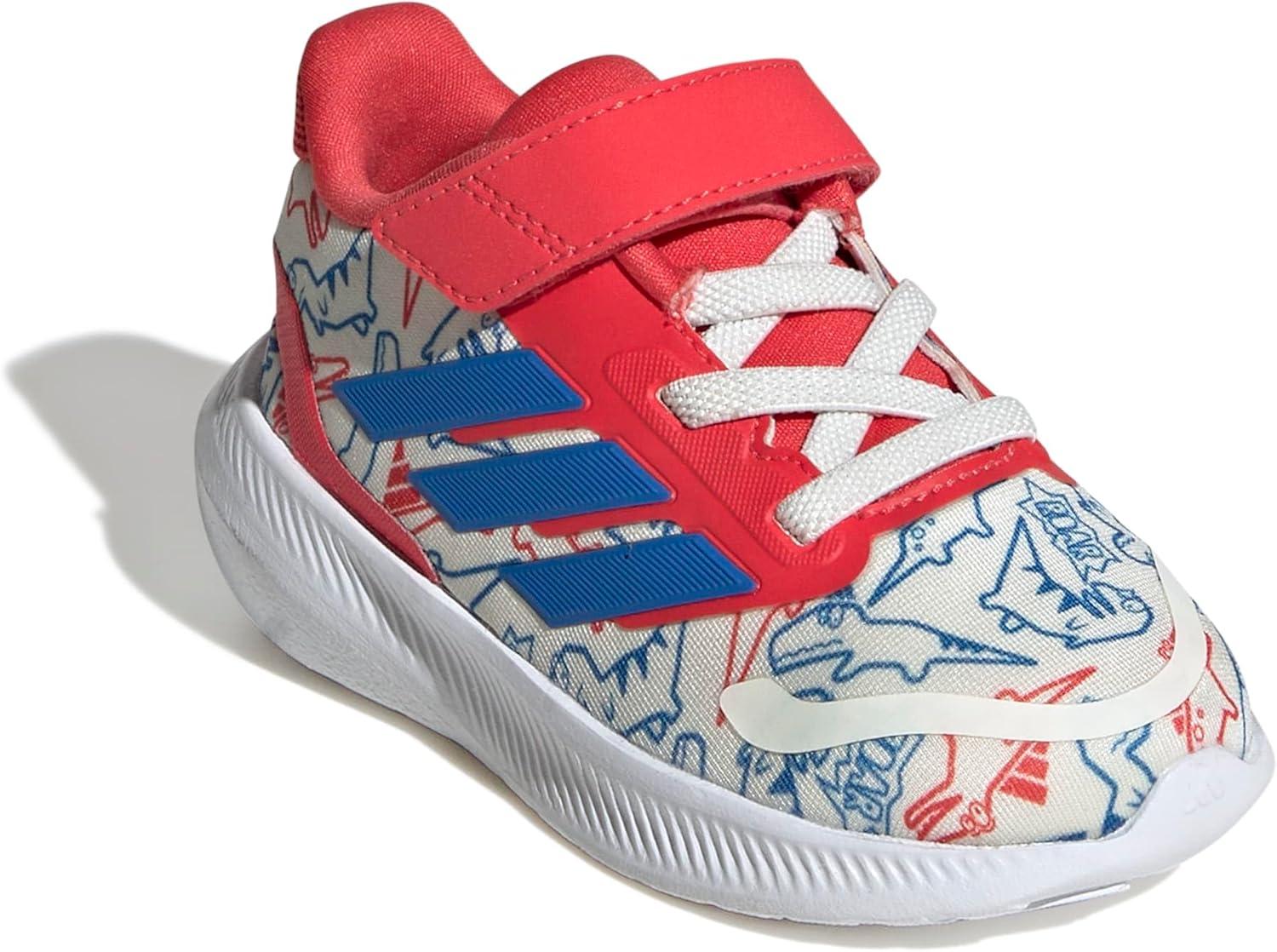 imageadidas Kids Run Falcon 5 Elastic Lace ampamp Strap ShoeOff WhiteBright RoyalSemi Lucid Red