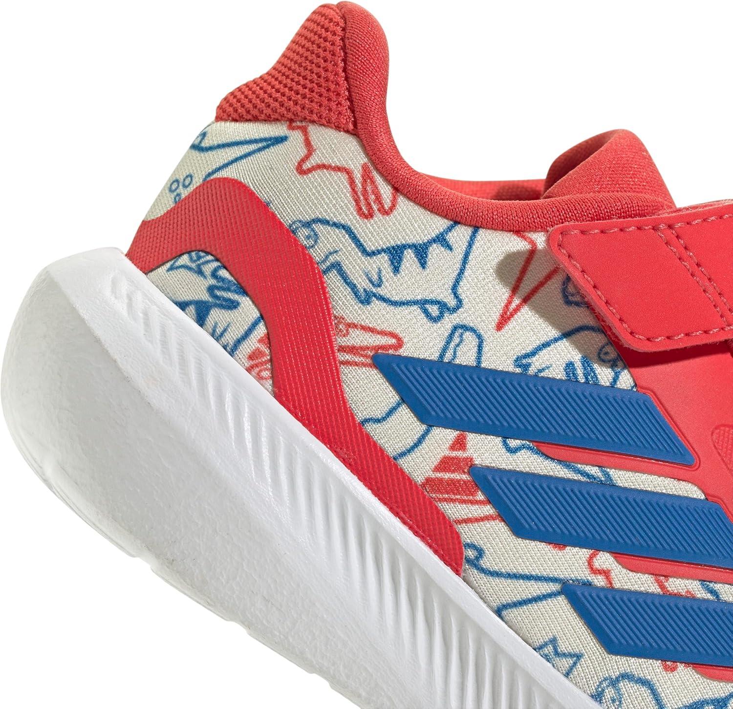 imageadidas Kids Run Falcon 5 Elastic Lace ampamp Strap ShoeOff WhiteBright RoyalSemi Lucid Red