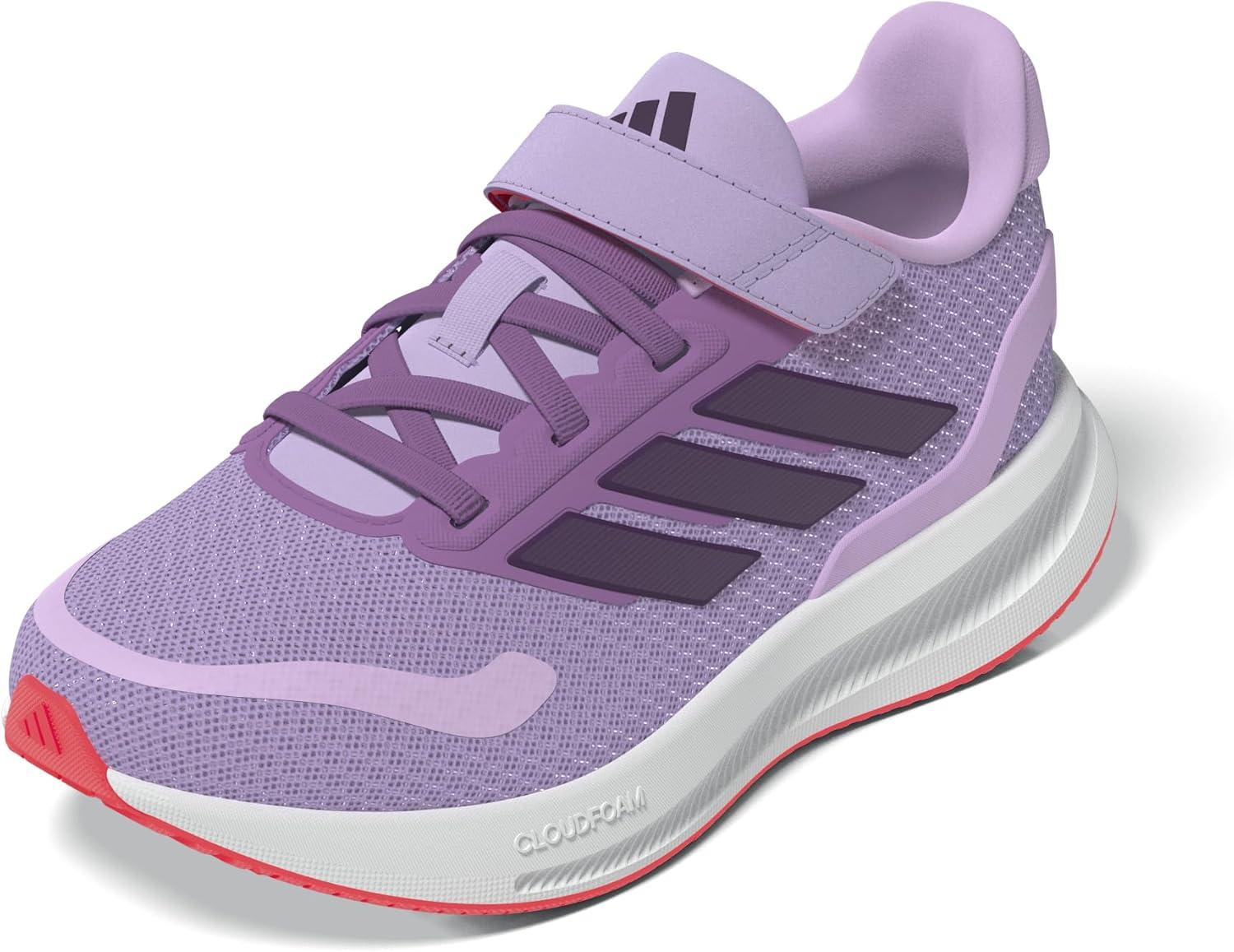 imageadidas Kids Run Falcon 5 Elastic Lace ampamp Strap ShoePowder PlumAurora PlumLucid Red