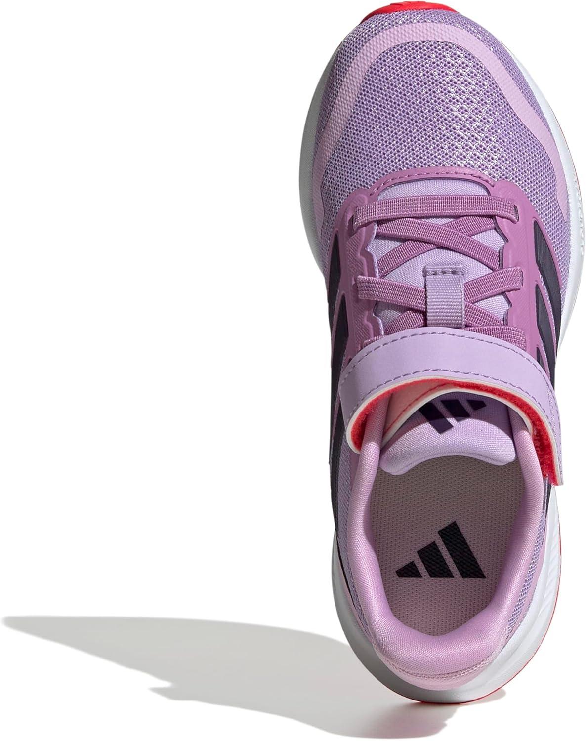 imageadidas Kids Run Falcon 5 Elastic Lace ampamp Strap ShoePowder PlumAurora PlumLucid Red