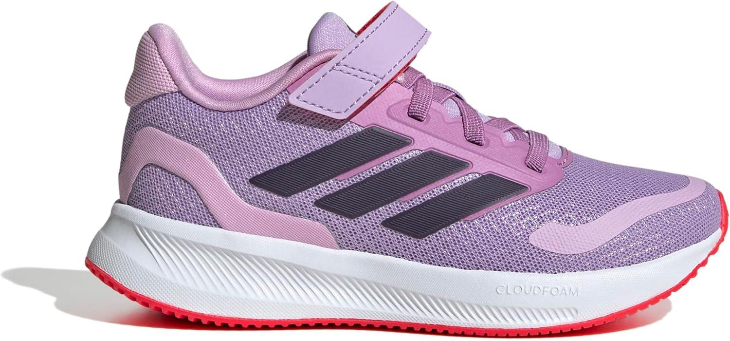 imageadidas Kids Run Falcon 5 Elastic Lace ampamp Strap ShoePowder PlumAurora PlumLucid Red