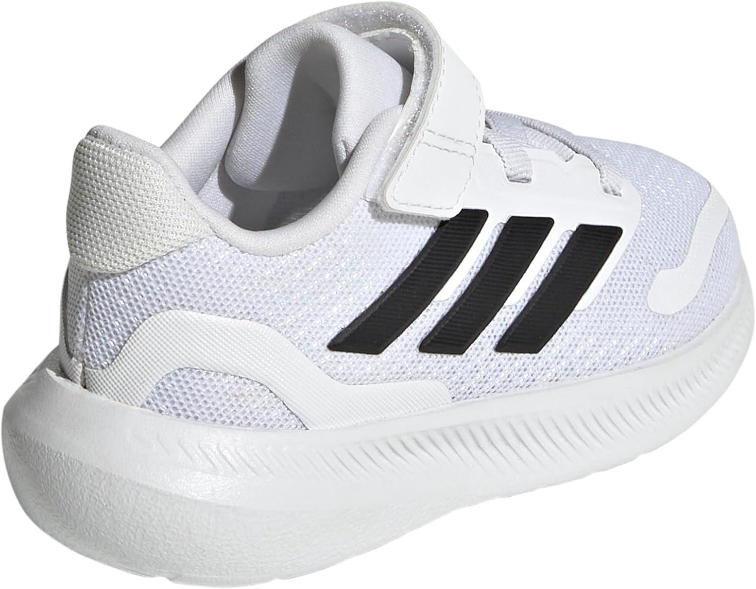 imageadidas Kids Run Falcon 5 Elastic Lace ampamp Strap ShoeWhiteBlackBlack