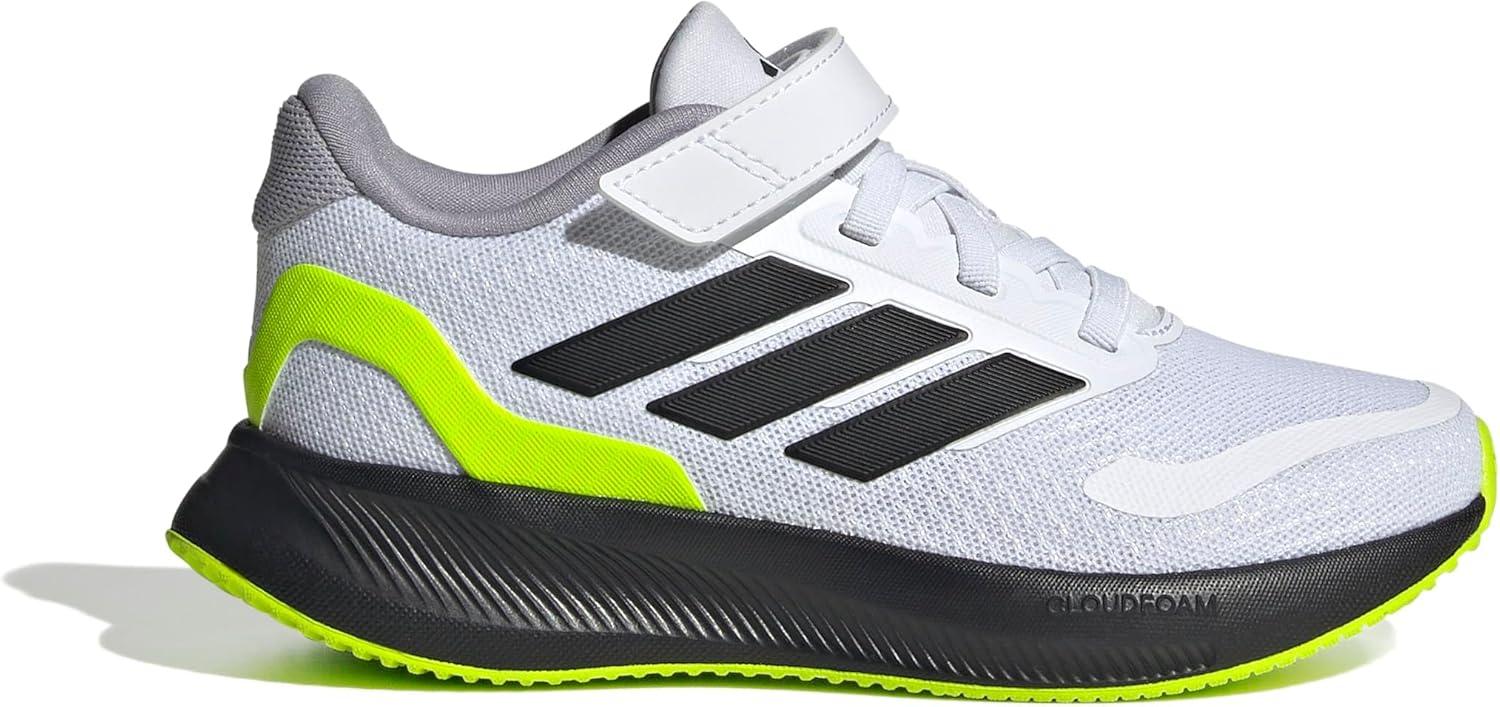imageadidas Kids Run Falcon 5 Elastic Lace ampamp Strap ShoeWhiteBlackLucid Lemon