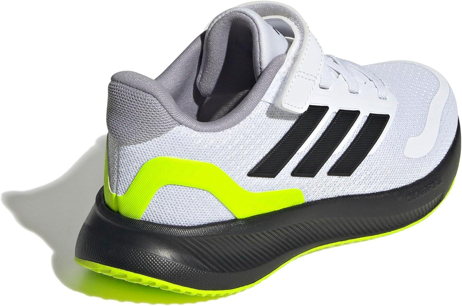imageadidas Kids Run Falcon 5 Elastic Lace ampamp Strap ShoeWhiteBlackLucid Lemon