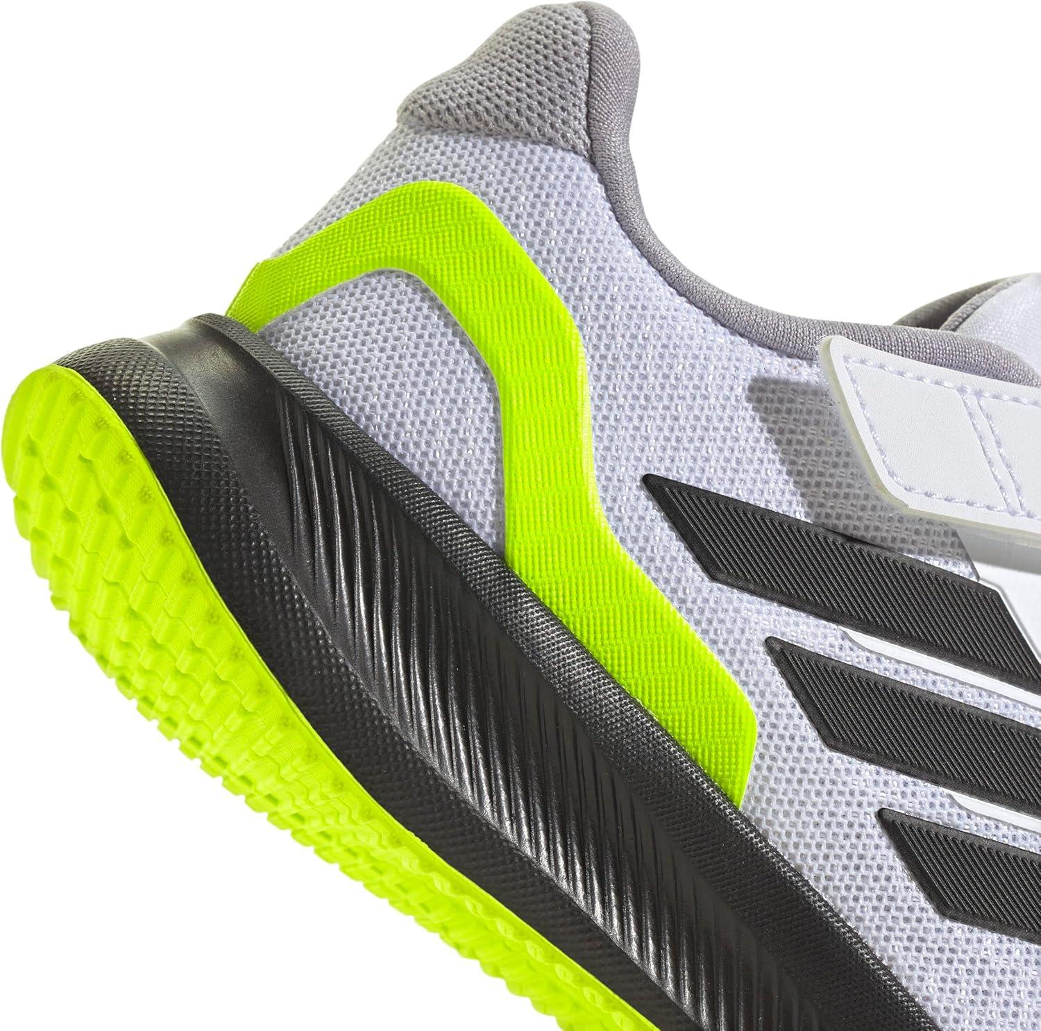 imageadidas Kids Run Falcon 5 Elastic Lace ampamp Strap ShoeWhiteBlackLucid Lemon