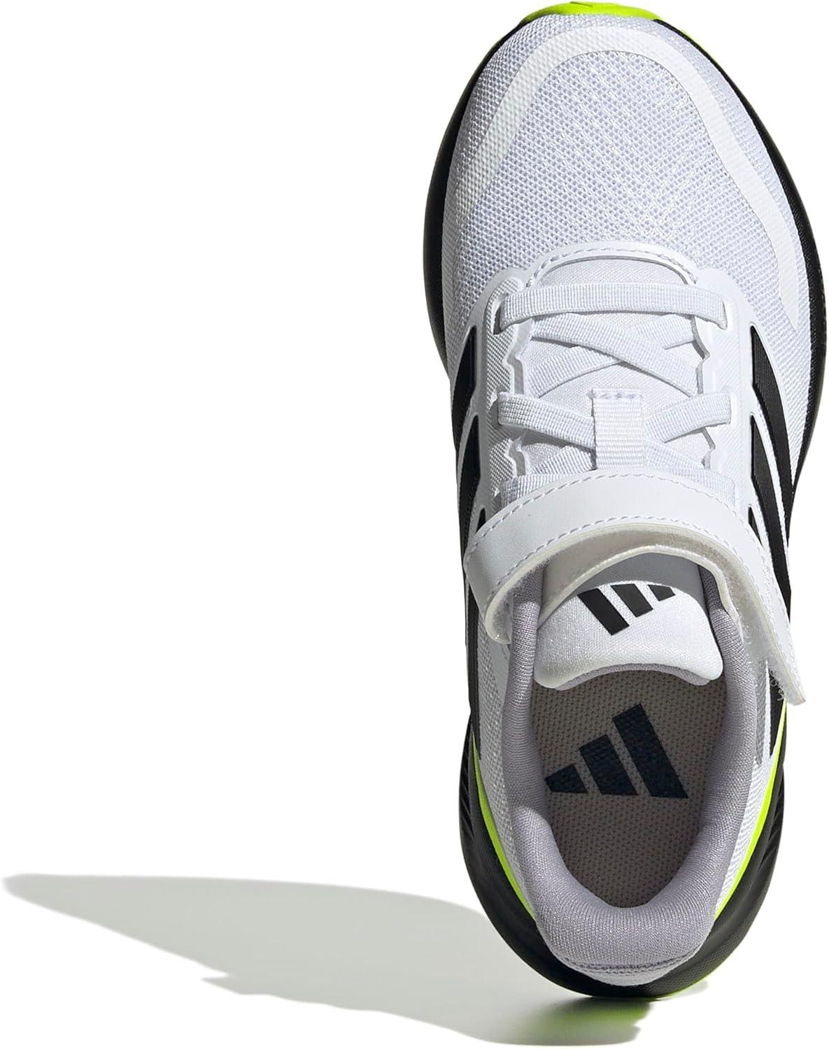 imageadidas Kids Run Falcon 5 Elastic Lace ampamp Strap ShoeWhiteBlackLucid Lemon