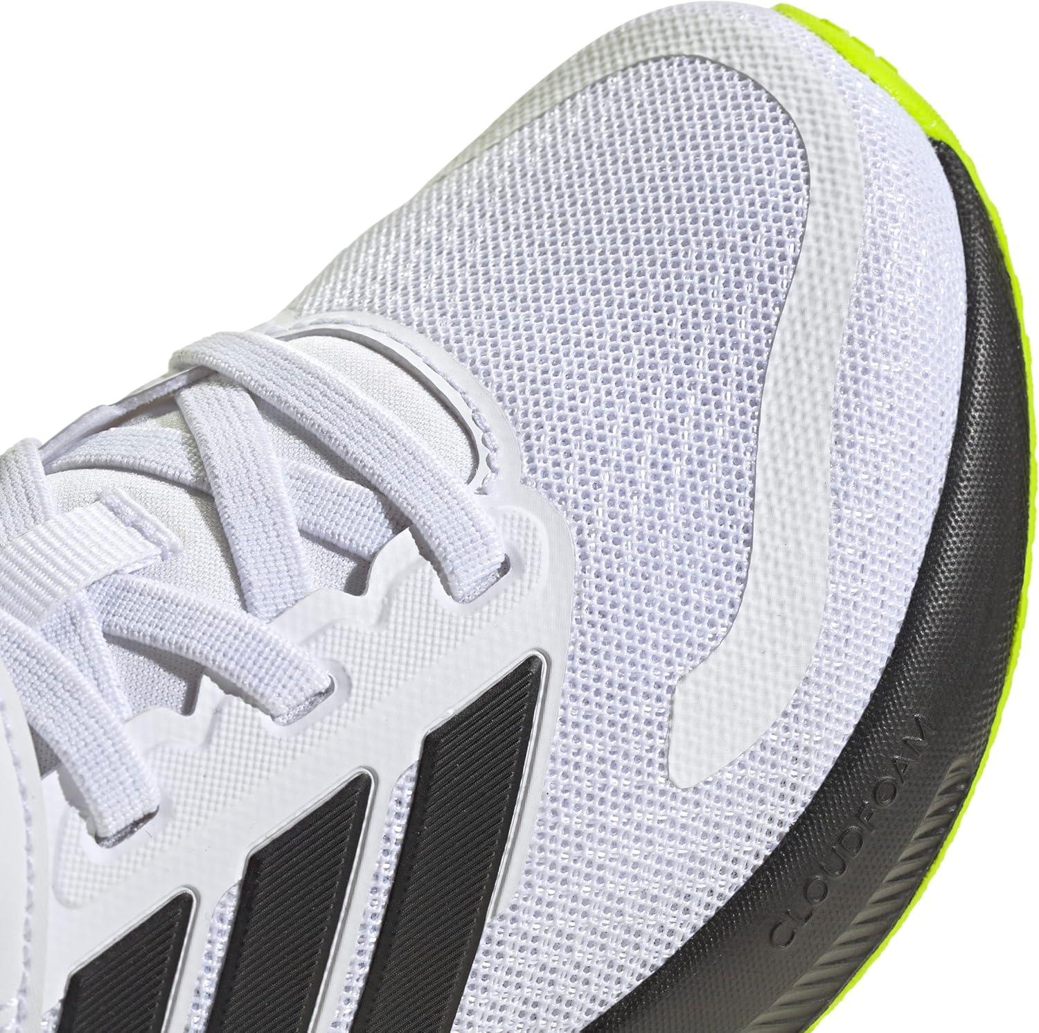 imageadidas Kids Run Falcon 5 Elastic Lace ampamp Strap ShoeWhiteBlackLucid Lemon