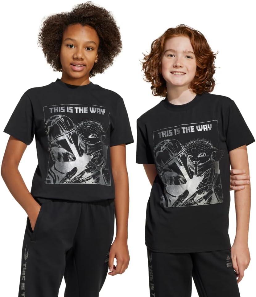 imageadidas Kids Star Wars Mandalorian Graphic TShirtBlackIron Metallic