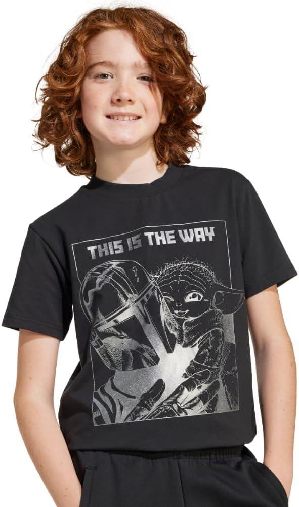 imageadidas Kids Star Wars Mandalorian Graphic TShirtBlackIron Metallic