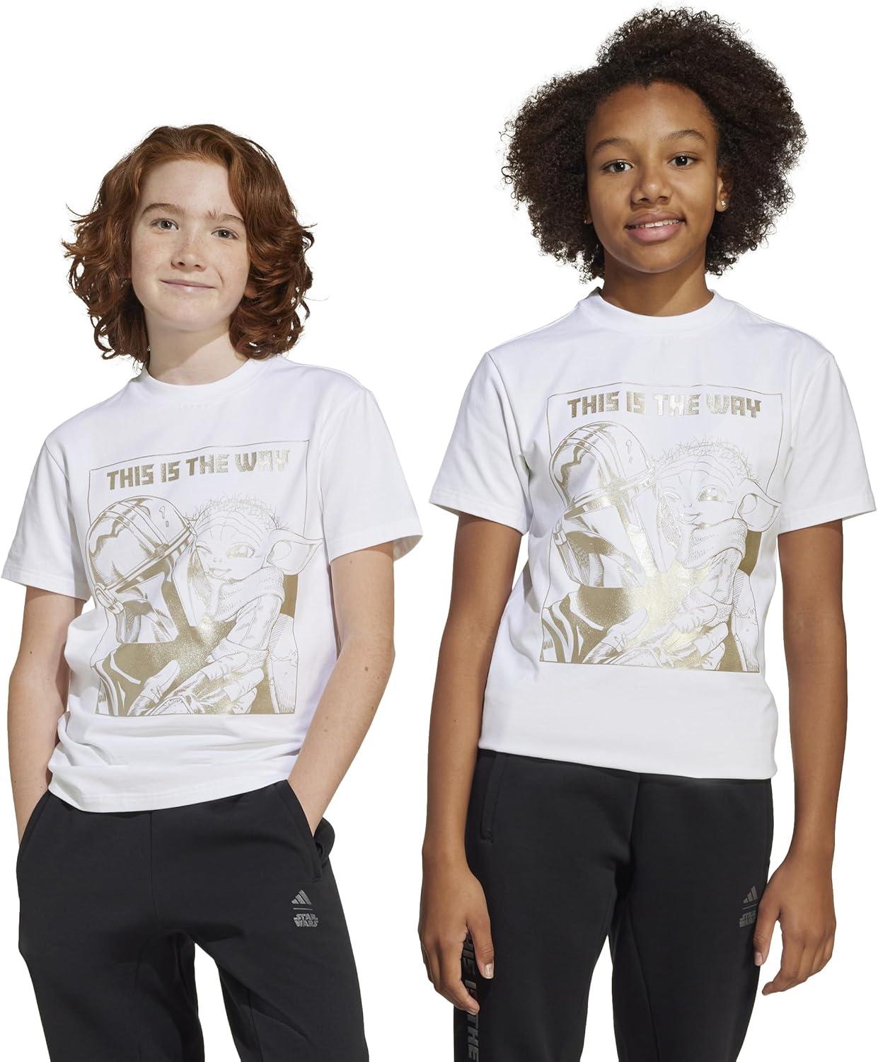 imageadidas Kids Star Wars Mandalorian Graphic TShirtWhiteCyber Metallic