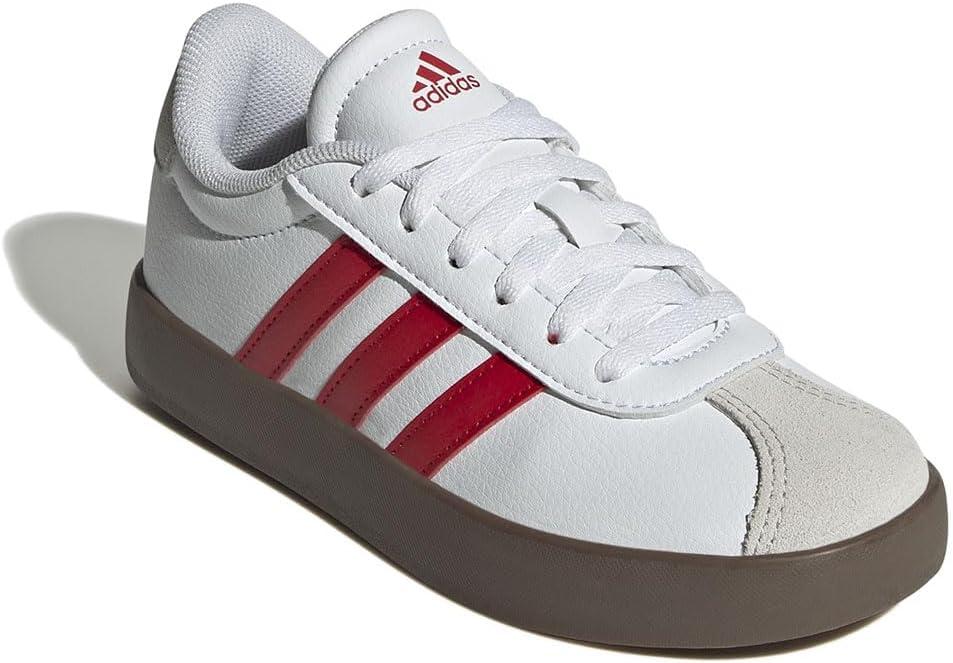 imageadidas Kids Vl Court 30 Skateboarding ShoesFtwr White Better Scarlet Grey One