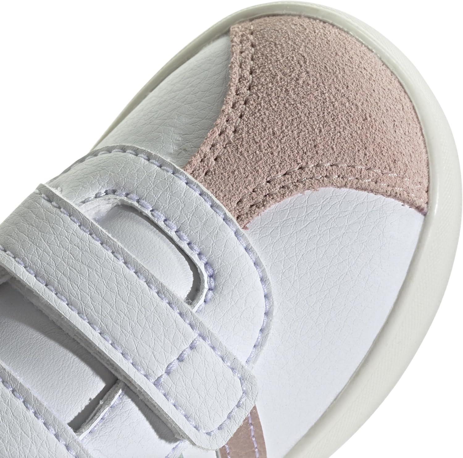imageadidas Kids Vl Court 30 Skateboarding ShoesFtwr White Linen Green Met Sandy Pink Met