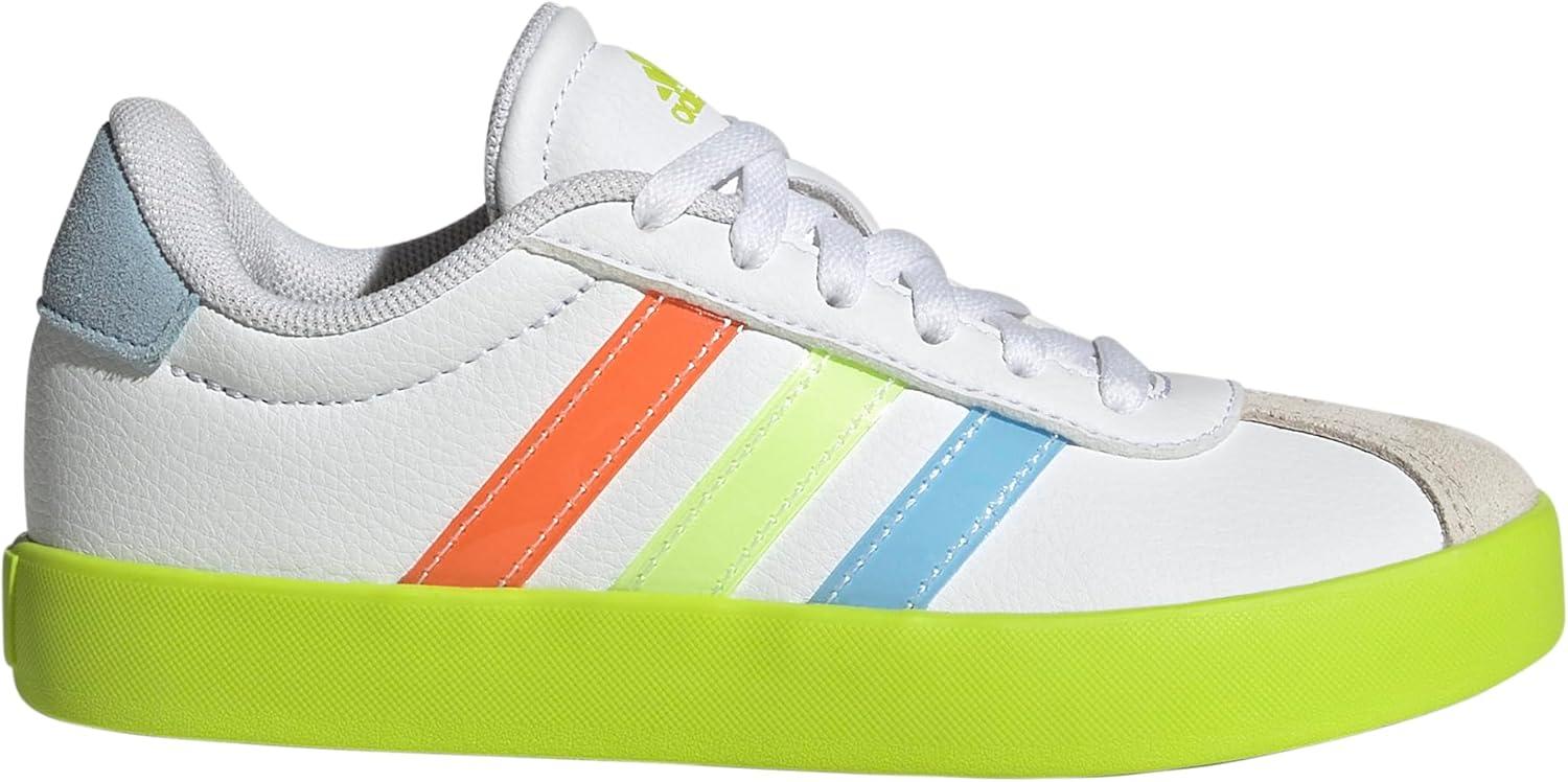 imageadidas Kids Vl Court 30 Skateboarding ShoesWhiteClear SkySolar Slime