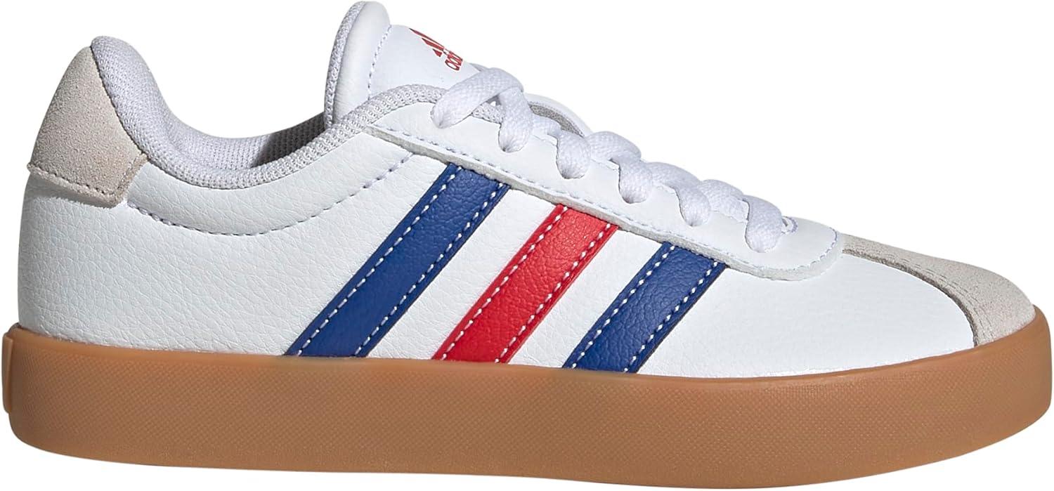imageadidas Kids Vl Court 30 Skateboarding ShoesWhiteTeam Royal BlueBetter Scarlet