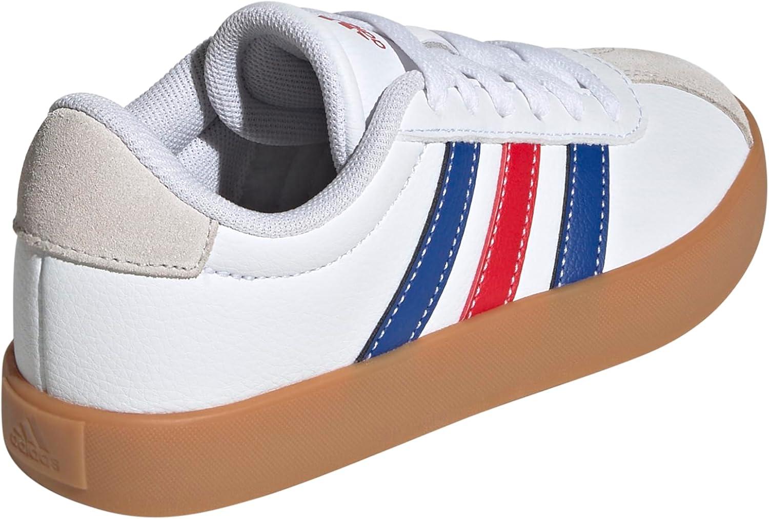 imageadidas Kids Vl Court 30 Skateboarding ShoesWhiteTeam Royal BlueBetter Scarlet